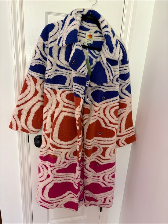 FARM Rio Jackets & Blazers - FARM Rio Multicolor Swirl Teddy Coat - Blue, Orange & Pink